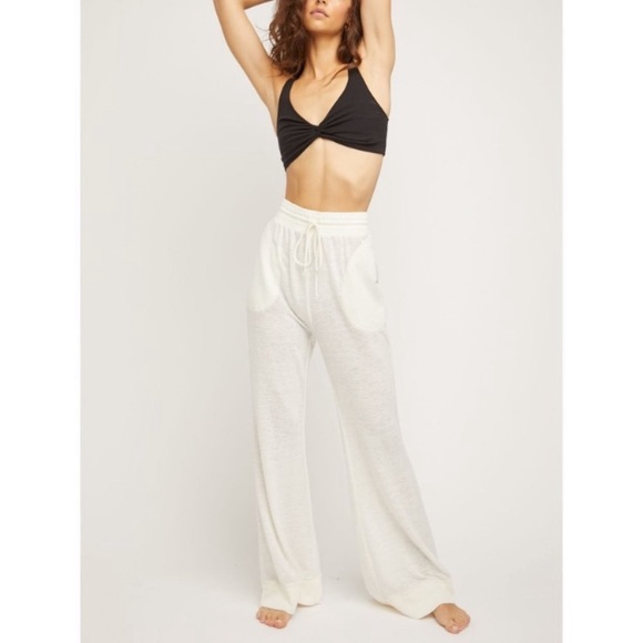 Free People Cozy Cool Lounge Wide Leg Pants Ivory - Picture 3 of 14